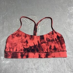 Lululemon Flow Y Bra Nulu Womens 8 Red Black Tie Dye Activewear Sporty